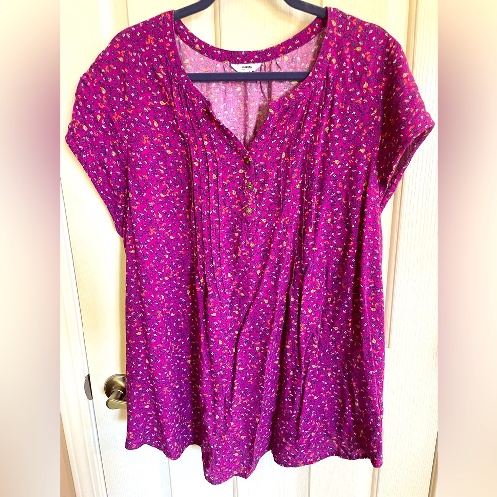 Sonoma Short Sleeve Pink Floral Top size 2X
